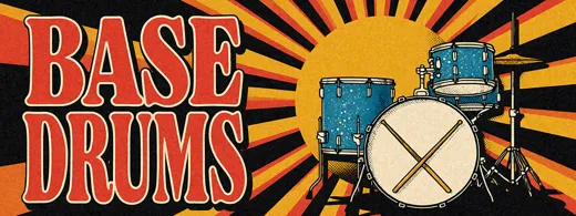 Copertina del kit di batteria Base Drums, poster retrò anni 70