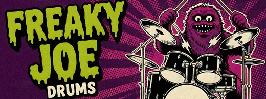 Copertina del kit di batteria Freaky Joe Drums, poster retrò anni 70