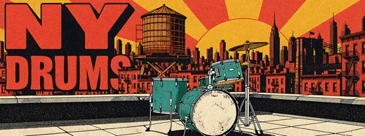 Copertina del kit di batteria NY Drums, poster retrò anni 70